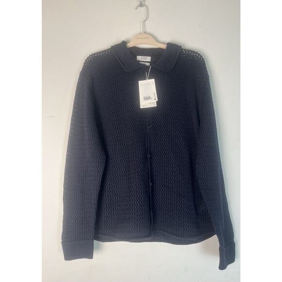 COS Wool Open Knit Collared Cardigan Sweater Size L $135 - Picture 1 of 10